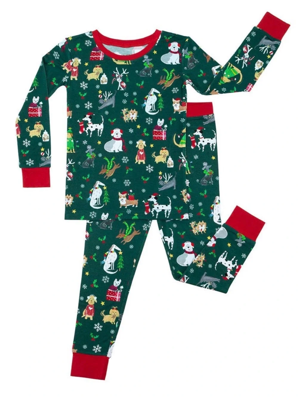 LITTLE SLEEPIES Holiday Hounds Bamboo Christmas Pajama Set- 9-10Y